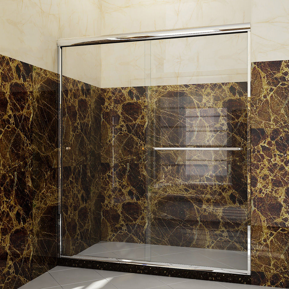 CHROME 60 X 72 FRAMELESS 2 SLIDING SHOWER DOOR 1 4 CLEAR GLASS FREE